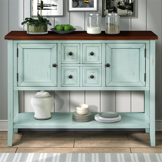 Buffet Sideboard Console Table with Bottom Shelf (Retro Blue)