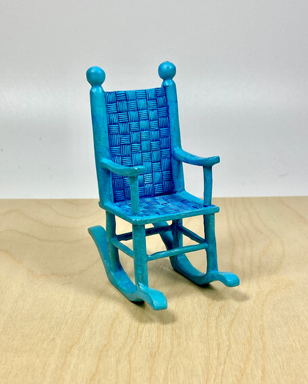 Blue Rocking Chair, Dollhouse Furniture, Fairy Garden Cake Topper, 4 Inches Tall, Accessories
