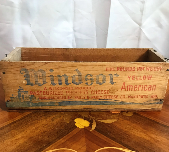 Vintage Windsor Cheese Wooden Shipping Box, Storage Collectible
