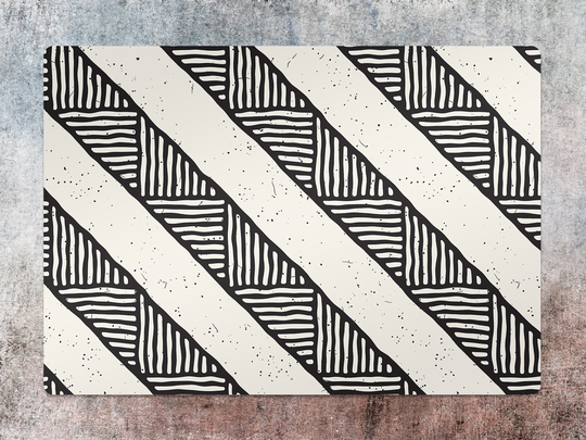 Ethnic Chair Mat, Black Splat Beige Vinyl Floor Striped Protective Decorative Kids Room Decor, Game Rug