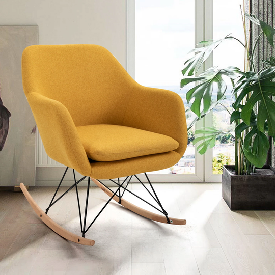 Living Room Modern Fabric Rocking Chair with Backrest 3-Color