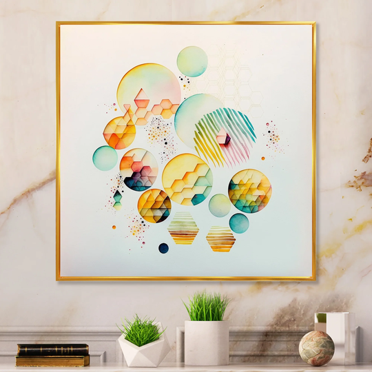 Designart 'Multi-Color Circular Abstract III' Modern Framed Canvas Art Print