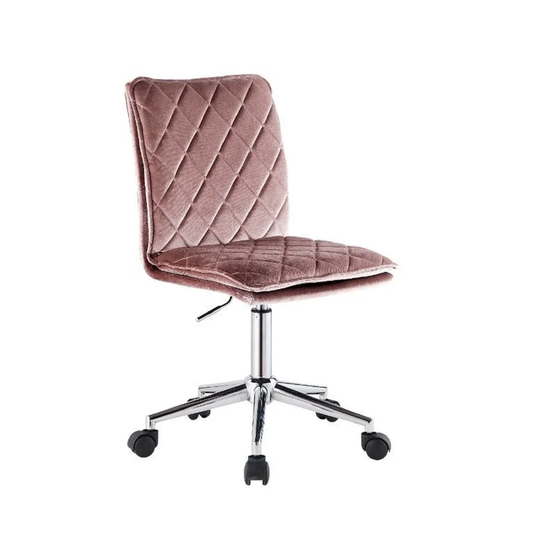 Q-Max Office Chair Armless 360 Degree Swivel Pink Velvet Finish Adjustable
