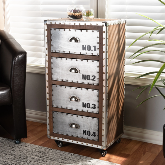 French Industrial 4-Drawer Storage Cabinet