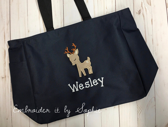 Personalized Baby Deer Fawn Essential Tote Bag/Birthday Gift/Baby Shower Gift/Essential Diaper Bag/Woodland Friends Forest Critters