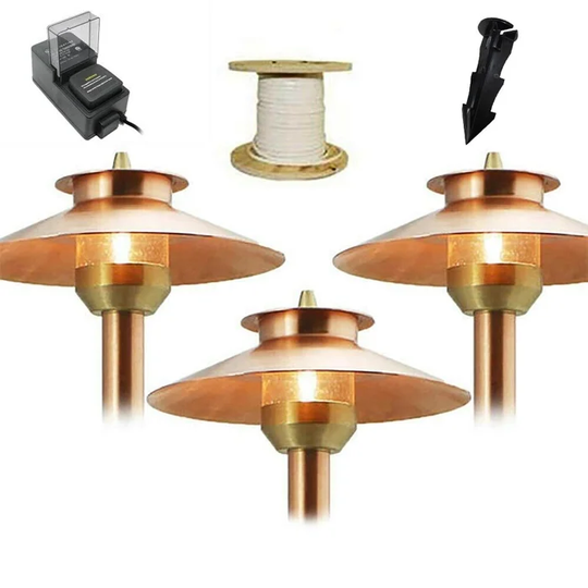 DIY Propack LED Pathway Area Light, 2-Tier Shade, Raw Copper, Landscape Lighting