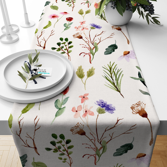 Wildflower Table Runner, Dining Topper, Kitchen Linens Home Decor