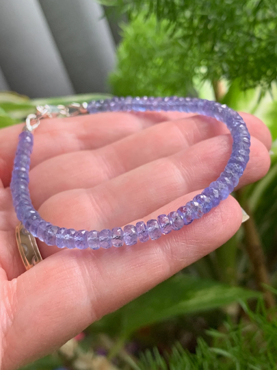 Aaa Tanzanite Bracelet, Delicate Bracelet Made With High Quality 4mm Beads, Dainty Bracelet