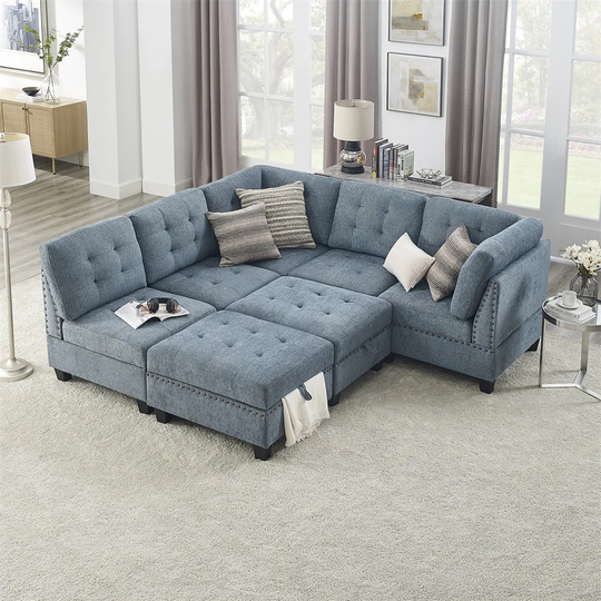 Modular Sectional Sofa, includes 3 Chair, 2 Corner and 2 Ottoman
