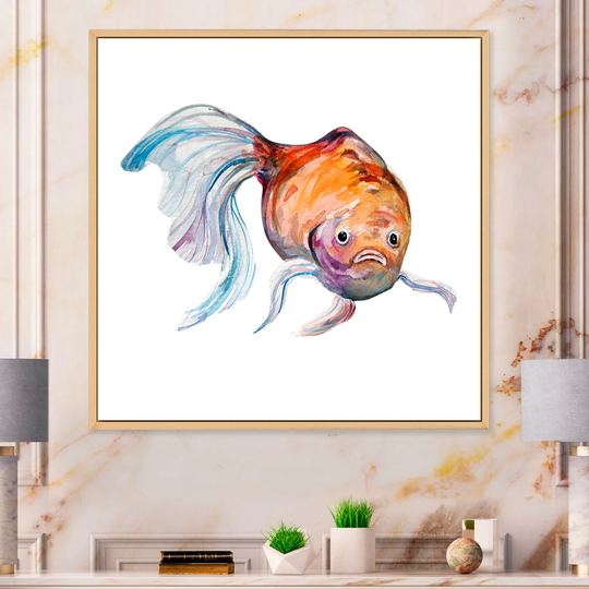 Designart 'Water Color Fish Art' Tropical Framed Canvas Wall Art