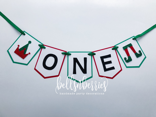 Boy Elf High Chair Banner/Christmas Birthday Merry Highchair