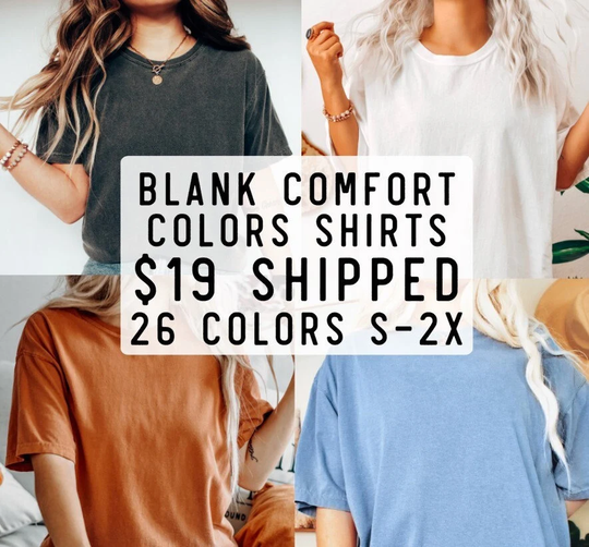 Blank Comfort Colors Shirt, T-Shirt, 100% Cotton, Garment Dyed, Women's T-Shirts, Men's Unisex Tees, Htv