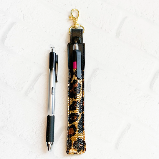 Golden Cheetah Pen Or Pencil Holder Keychain, Stylus Holder, Pen Keychain Case, Holder, Teacher Lanyard Gift Idea
