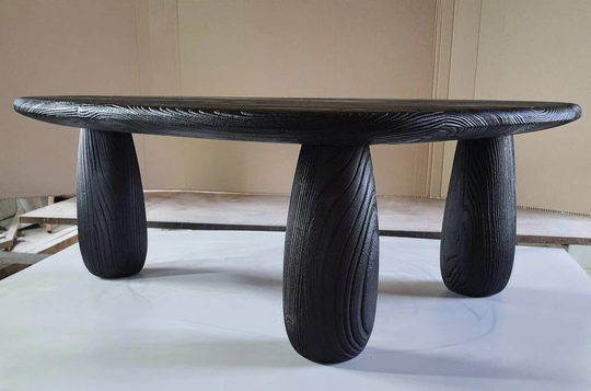 Organick Shape Black Coffee Table, Solid Hardwood Custom Table
