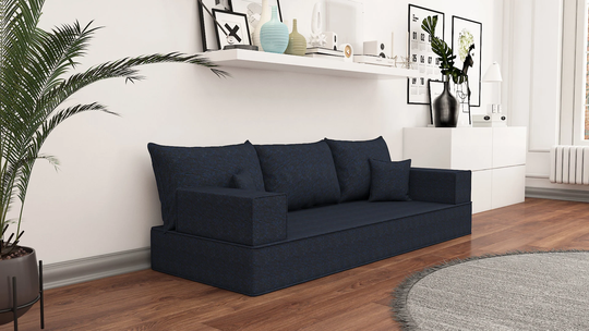 Linen 8" Color K055C Sofa, Floor Modular Sofa, Cushion, French Style Seat With Backrest, Cushion, Natural Linen