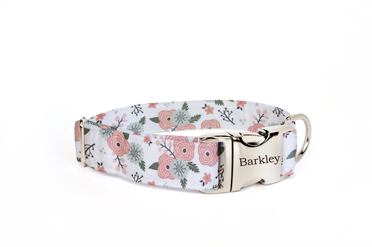 Dog Collar Personalized, Female Collar, Girl Blush Pink Floral
