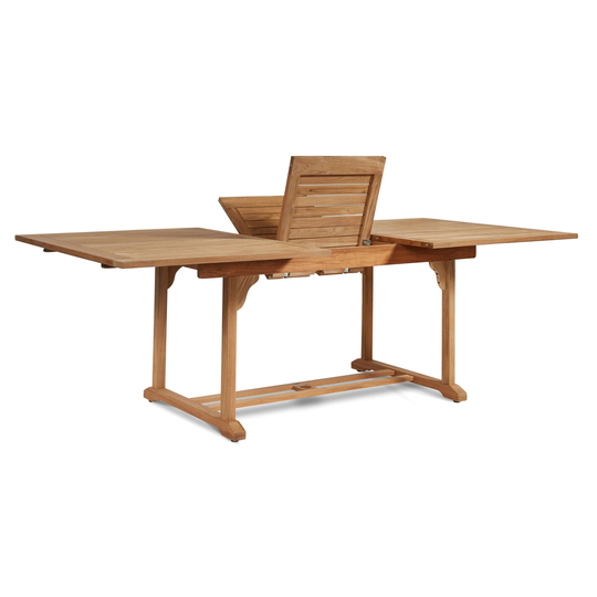 Belmont Rectangular Teak Outdoor Dining Table with Built-In Extension - 43 x 29.5 x 90.5