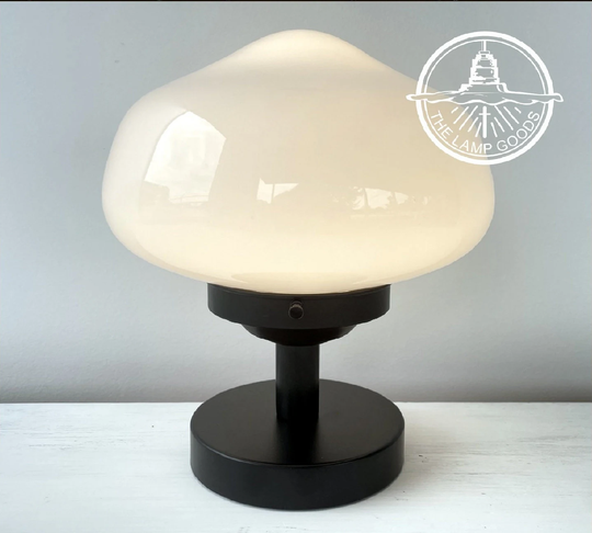 Schoolhouse Milk Glass Table Lamp Vintage Bedroom Stand Light Fixture - Plug in Lighting Home