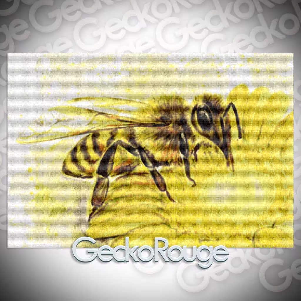 Yellow Honey Bee By Emily Luella Art. Modern Cross Stitch Art Kit. 28 Count
