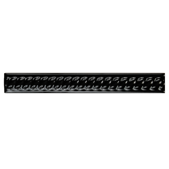 Merola Tile Trenza Nero Moldura 1" x 7.86" Ceramic Rope Pencil Wall Trim Tile - (1 Tile)