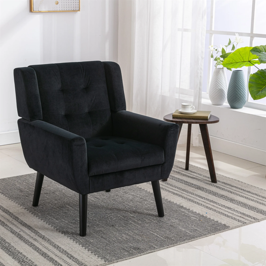 Modern Soft Velvet Accent Chair/Living Room Chair/Bedroom Chair With Black Legs For Indoor Home