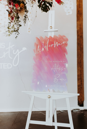 Iridescent Wedding Signs | Color Shifting Welcome Sign To Our Modern Acrylic