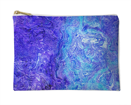 Makeup Bag, Cosmetic Bag Or Accessory Organizer, Pencil Case, Stocking Stuffer, in Blue & Aqua, Movement