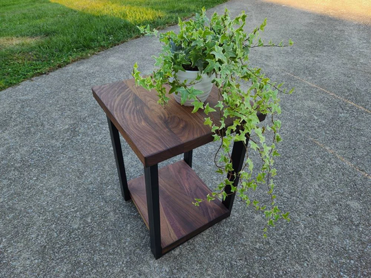 Walnut Side Table With Lower Shelf, Solid Walnut Table, End