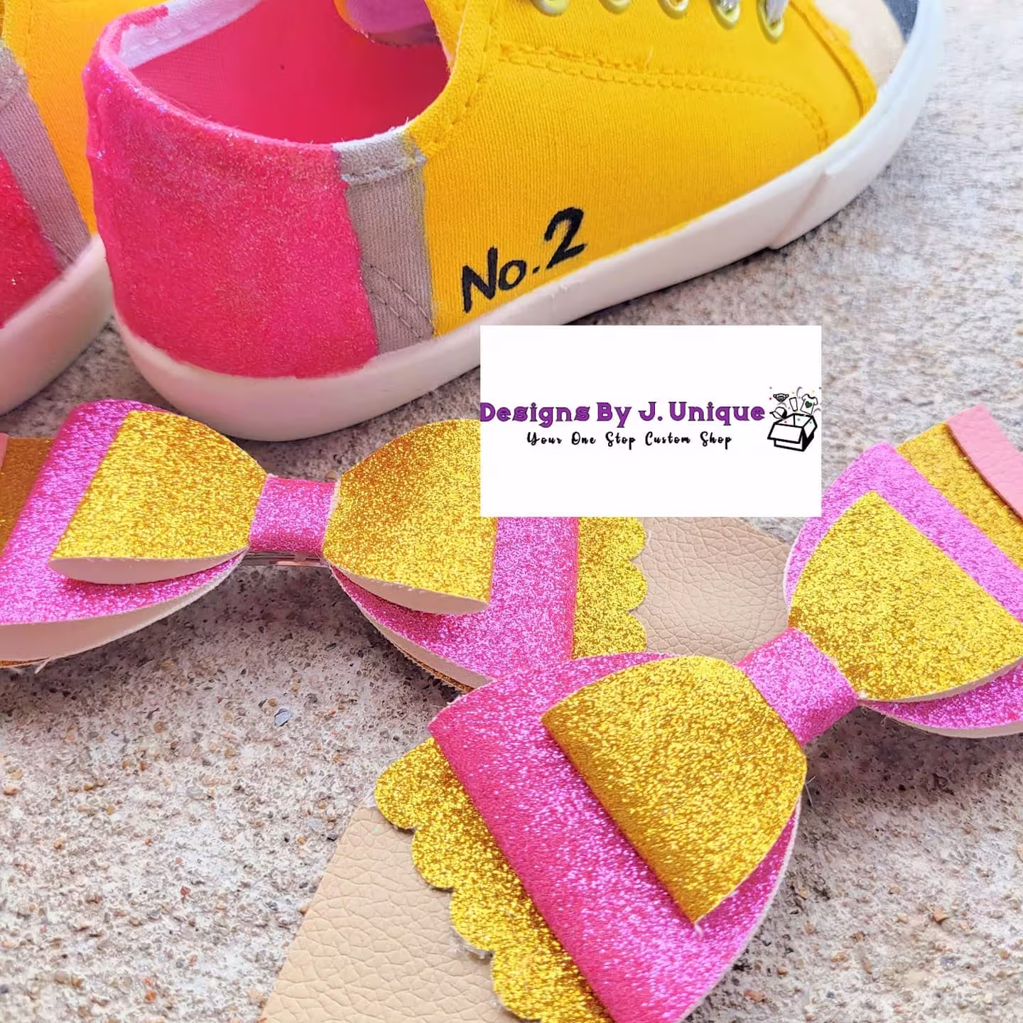 No. 2 Custom Pencil Shoes Back To School Children/Adults & Handmade Hair Bow