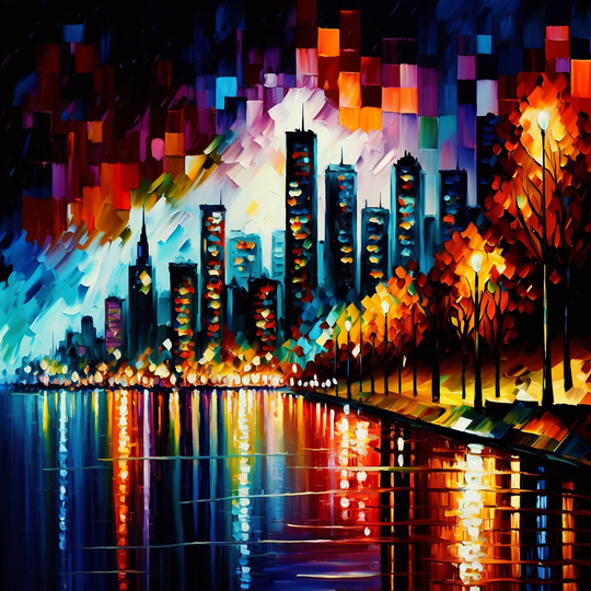 Designart 'Colorful City In Vancouver II' Cityscapes Framed Canvas Art Print