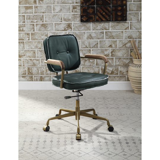 Office Chair, Emerald Green Leather