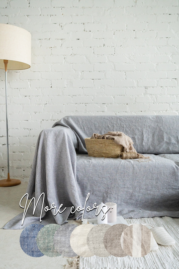 Linen Sofa Seat Cover, Linen Couch Washable Slipcover, Custom Natural Slip Throw, Loveseat Slipcover