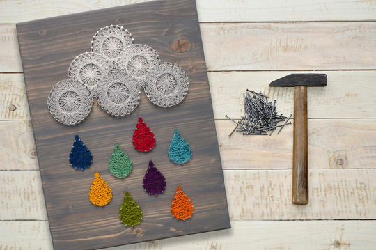 Raindrops String Art Kit - Diy Adult Crafts Includes All Supplies | Nursery Wall Baby Shower Gift Hanging