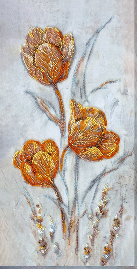 Diy Bead Embroidery Kit On Art Canvas "Ball Of Flowers" Size 8.2"×15.7" | 21×40 cm, Gift | Abris