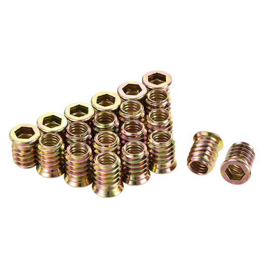 5/16"-18x17mm Threaded Insert Nuts Hex Socket Drive for Wood Furniture 40pcs - Color Zinc