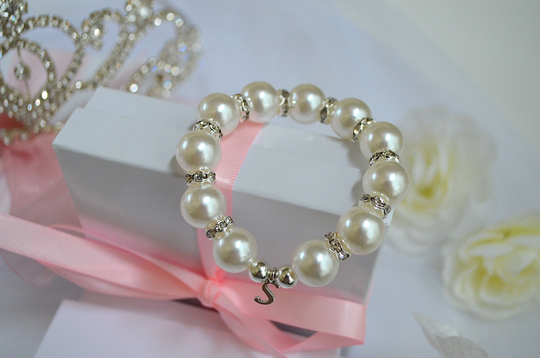 Flower Girl Bracelet Toddler, Personalized Bracelet, Silver Pearl Rhinestone Valentine Gift, Best Friends