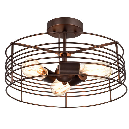 3-light Oil Rubbed Bronze Semi-Flush Mount