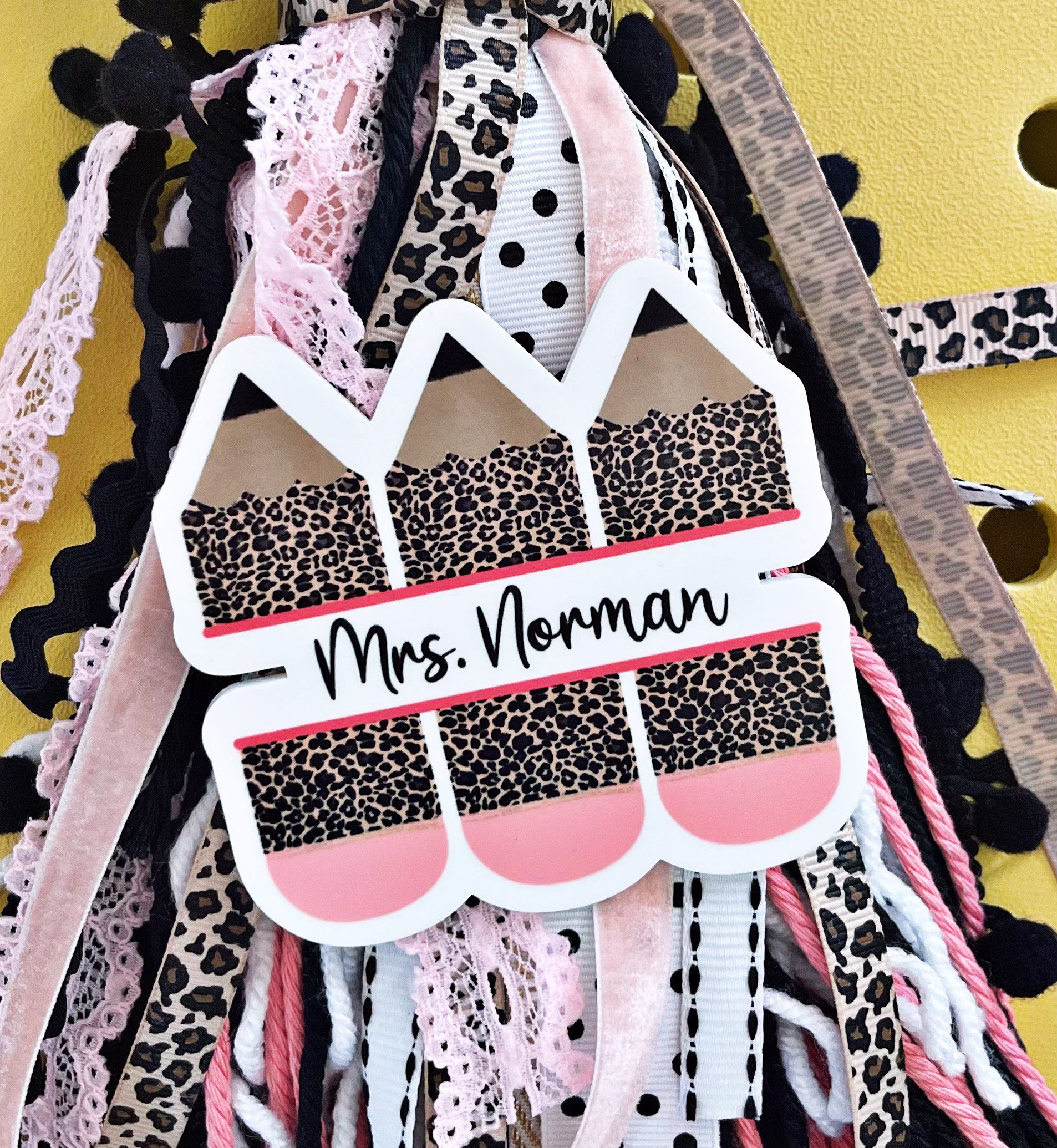 Teacher Bogg Bag Pop In, Bogg Bit, Personalized Monogram Charm, Pencil Tag, Teacher Leopard Bit
