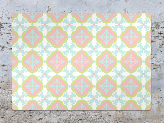 Spanish Tile Chair Mat, Pink Splat Blue Vinyl Floor Abstract Protective Pad, Flooring, Comfort Splash Mat
