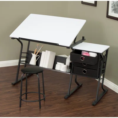 Hrafn Height Adjustable Drafting Table and Chair Set