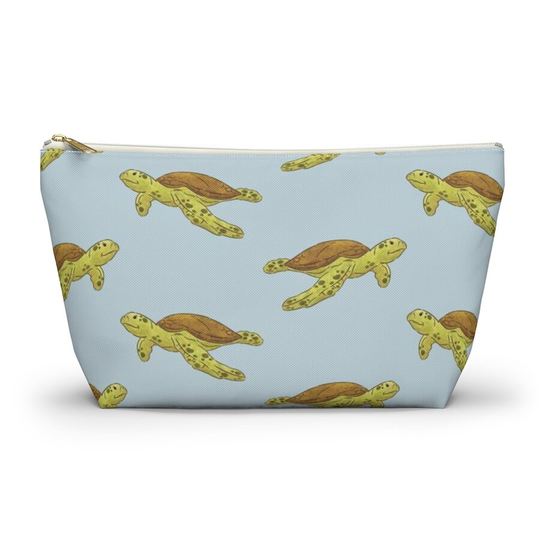 Sea Turtle Pouch, Pencil Case, Ocean Animal Custom Teacher Bridesmaid Cosmetic Bag, Zipper Makeup Accessory Pouch