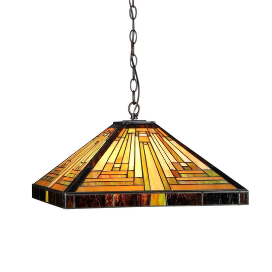 Tiffany Style Mission Design 2-light Bronze Pendant