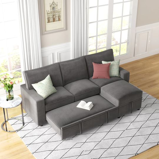 Reversible Sectional Sofa with Pull-out Sleepers and Chaise-82"L* 55"W