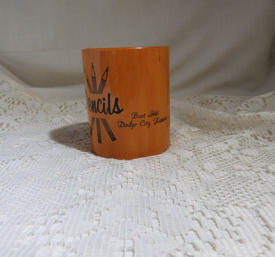 Sale Vintage Boot Hill Dodge City Kansas Souvenir Cedar Pencil Holder Treenware Handcrafted Hand Turned