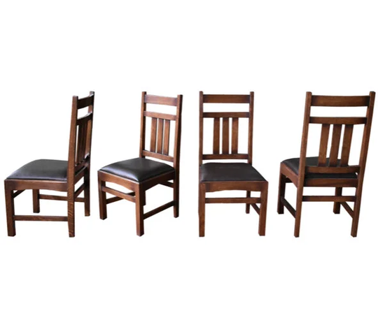 Mission Solid Oak & Leather Spindle Dining Chairs