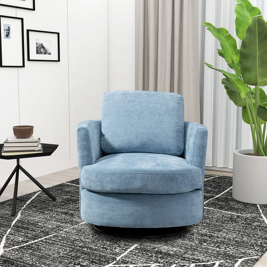31.9"W Swivel Accent Barrel Chair 360 Degree Club Chair, Light Blue