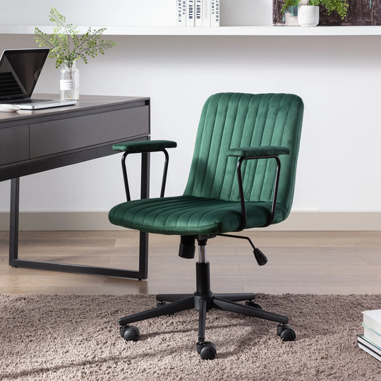 Mieres Modern Style Velvet Fabric Upholstered Task Chair, Rolling Height Adjustable Home Office Chair - N/A