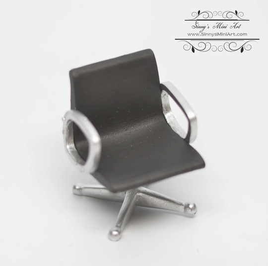 112 Dollhouse Miniature Aluminum Chair Black Az S8006