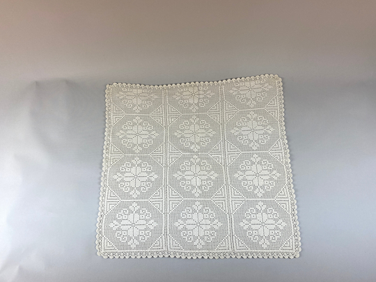 Hand Knitted Lace Coffee Table Or Tablecloth With Cotton Rope, White Tablecloth, Vintage Table Cover, Wall Decor, Textile