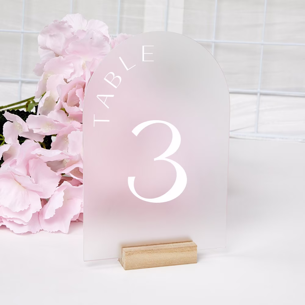Wedding Table Numbers, Frosted Number Sign With Stand, Acrylic Arch Sign, Wedding Decor, Wedding Decor, Party Decor, Gifts